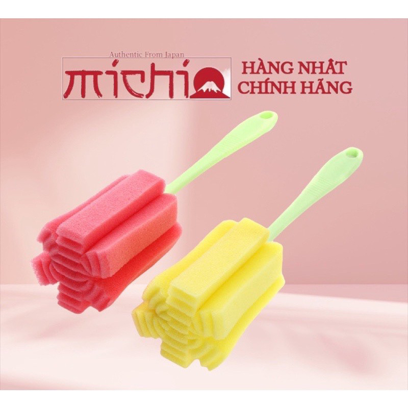 Dụng cụ cọ rửa cốc chén bình sữa bằng bọt biển nhiều màu sắc