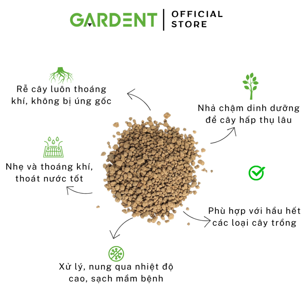 Đất Akadama GARDENT Đất Nung Nhật Bản Cao Cấp Trồng Cây Bonsai, Thủy Sinh, Xương Rồng, Sen Đá Size 3-6mm Bao 1kg