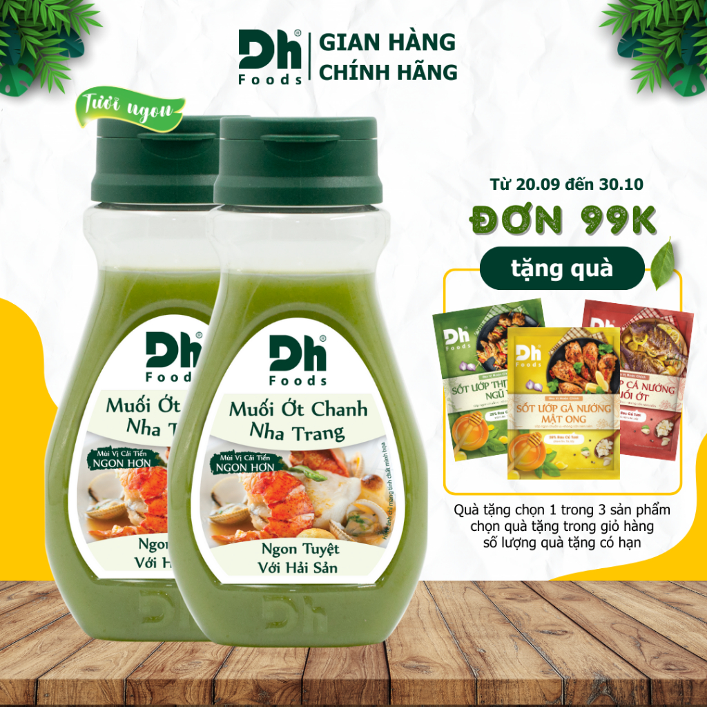 Combo 2 chai muối ớt chanh Nha Trang 200gr Dh Foods gia vị sốt chấm hải sản đồ nướng