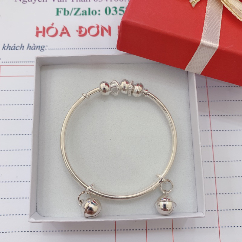 Vòng tay bi mix chuông chuẩn bạc ta_THU HUONG SILVER