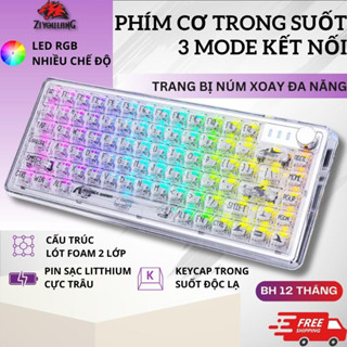 Bàn Phím Cơ Gaming ZiyouLang K75 Esport Trong Suốt LED RGB Cực Đẹp Trục Cơ White Switch Có Hotswap Cho Máy Tính Laptop
