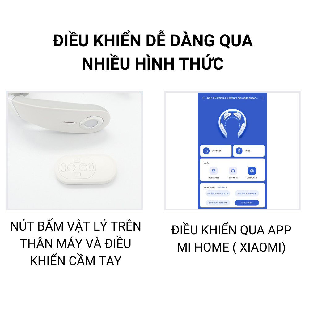 Máy Massage Cổ Vai Gáy Thiên Phúc Tâm Kết Nối App Mihome Với 8 Đầu Mát Xa Xung Điện Tần Số Thấp Có Chườm Nóng