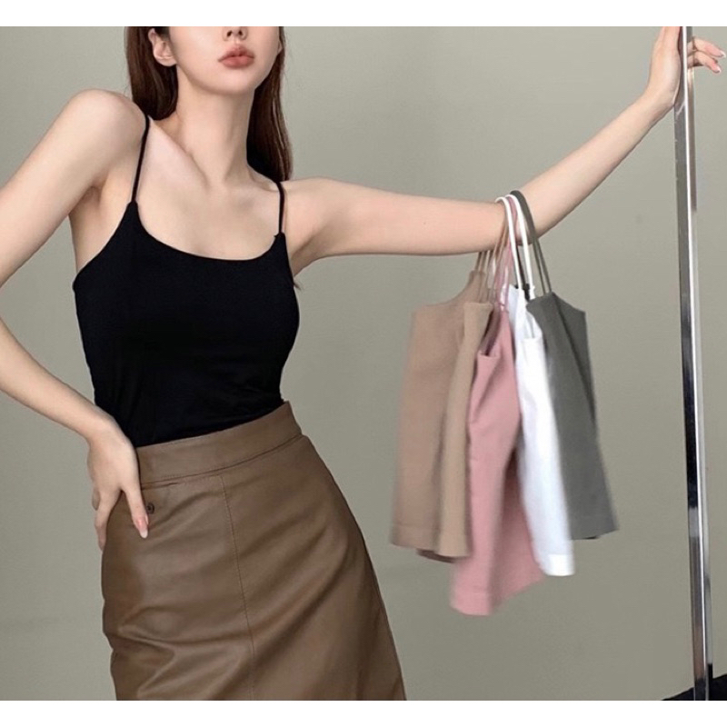 Áo 2 dây Dáng Dài, Có Sẵn Mút, dày dặn, mềm mịn