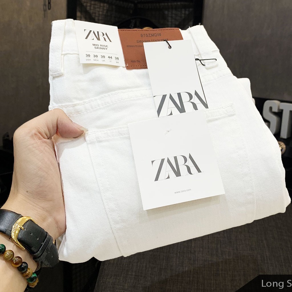 Quần jean ZARA nam màu trắng trơn chất dày dặn co giãn thoải mái form skinny cao cấp 701 hàng cao cấp vnxk