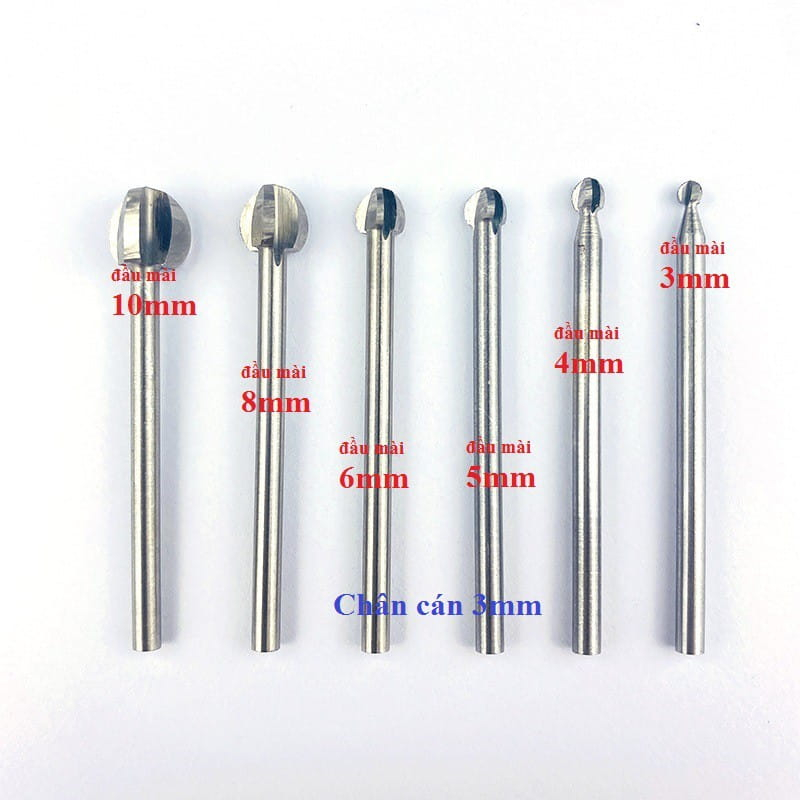 Phá thô cán 3mm (mũi quả đào- Trọn bộ 6 mũi) ❤️freeship❤️