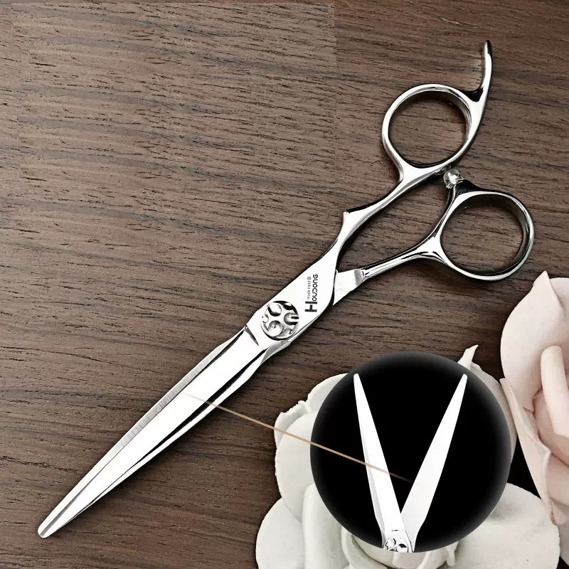 Kéo cắt tóc HUDONG lưỡi thẳn chuyên nghiệp cho salon barbershop