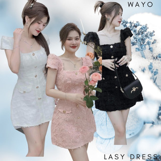 [Lasy Dress] Đầm WAYO thiết kế cổ vuông phối nút cao cấp dự tiệc sang trọng