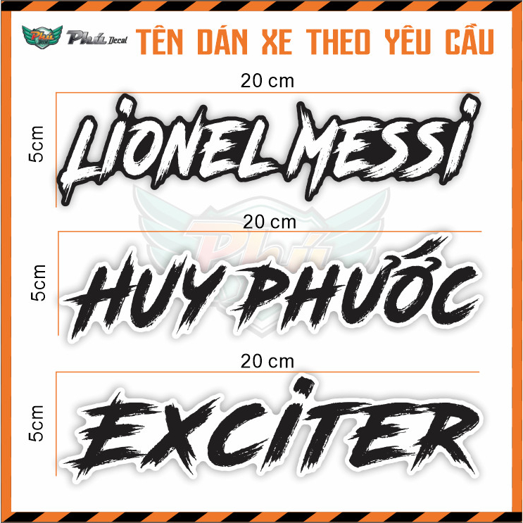 Tem chữ dán xe , Logo dán xe trang trí mọi bề mặt , nón, lattop, điện thoại,..vv Gi chú hoặc gửi tin nhắn cho shop