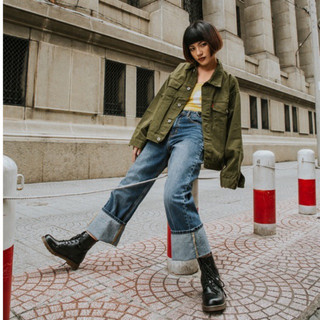 Áo khoác kaki unisex màu xanh rêu form rộng có túi trong- AOKHOACJEAN.VN