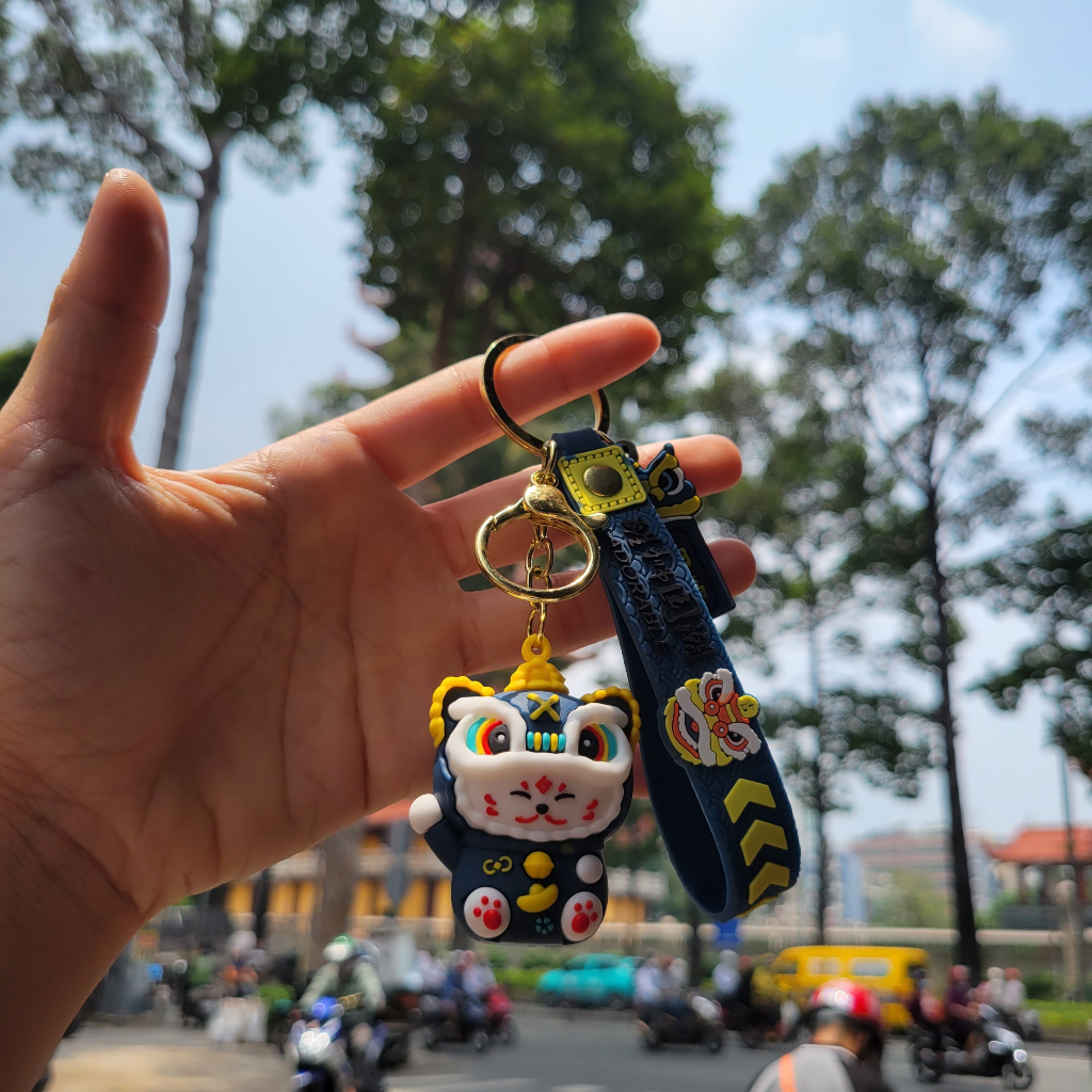 Móc khoá mèo thần tài, mèo đội mũ múa lân may mắn cho năm mới và Trung thu