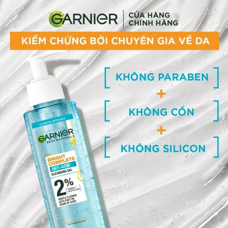 Sữa rửa mặt vòi xanh Garnier bright complete anti acne cleansinggel 120ml