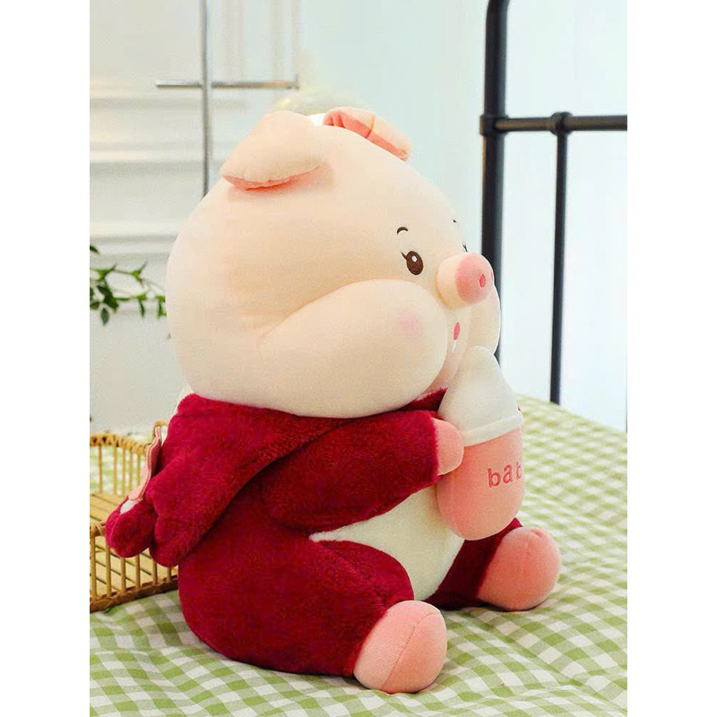 Gấu Bông Lợn cosplay mũ dâu