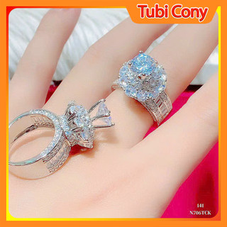 Nhẫn nữ bạch kim N706 hột cao đính đá CZ nhân tạo Tubi Cony - Nhẫn nữ đẹp