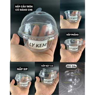 50 Ly đựng kem kèm nắp , panna cotta 200ml  cầu phi 93, nắp sip, nắp bật, nhựa pet cao cấ, ly nhựa trong suốt.