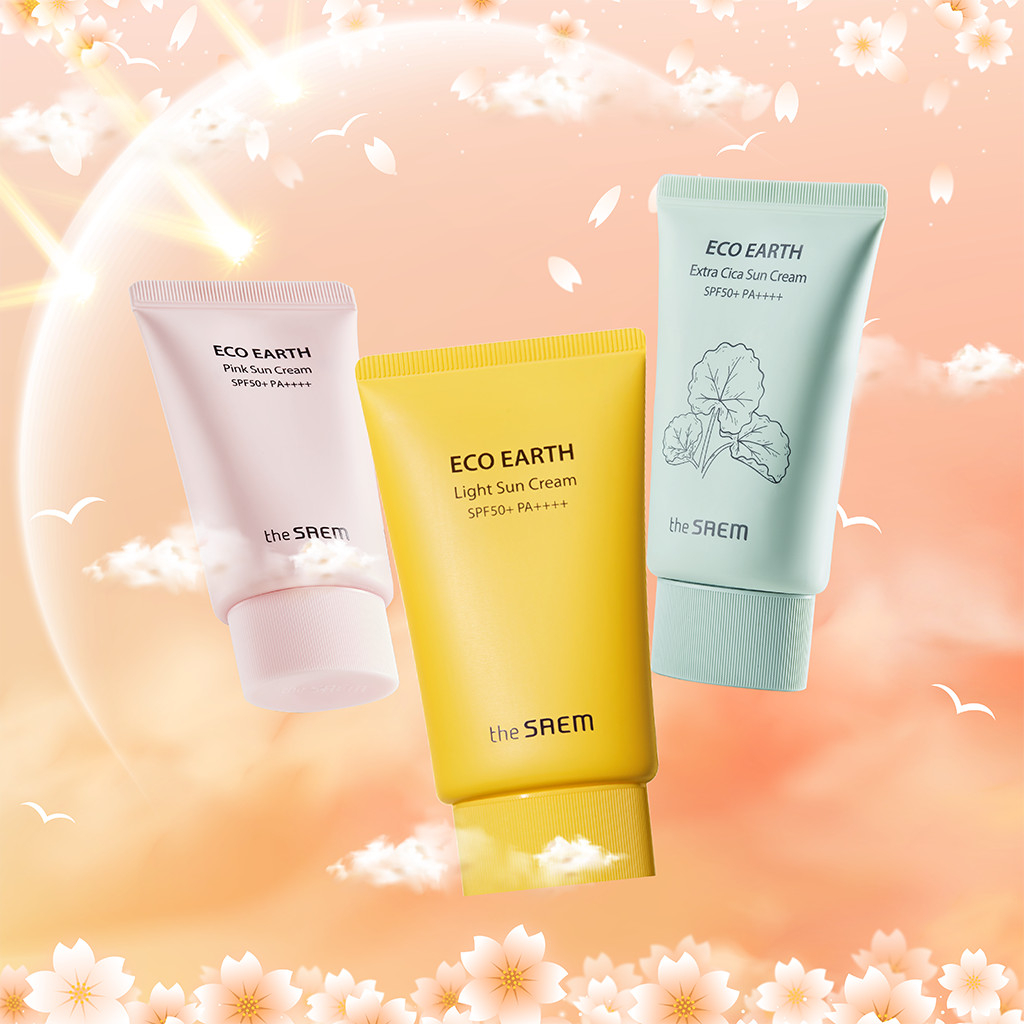 Kem chống nắng dưỡng da khô, sạm, sần sùi THE SAEM Eco Earth Light Sun Cream SPF50+ PA++++ 50g