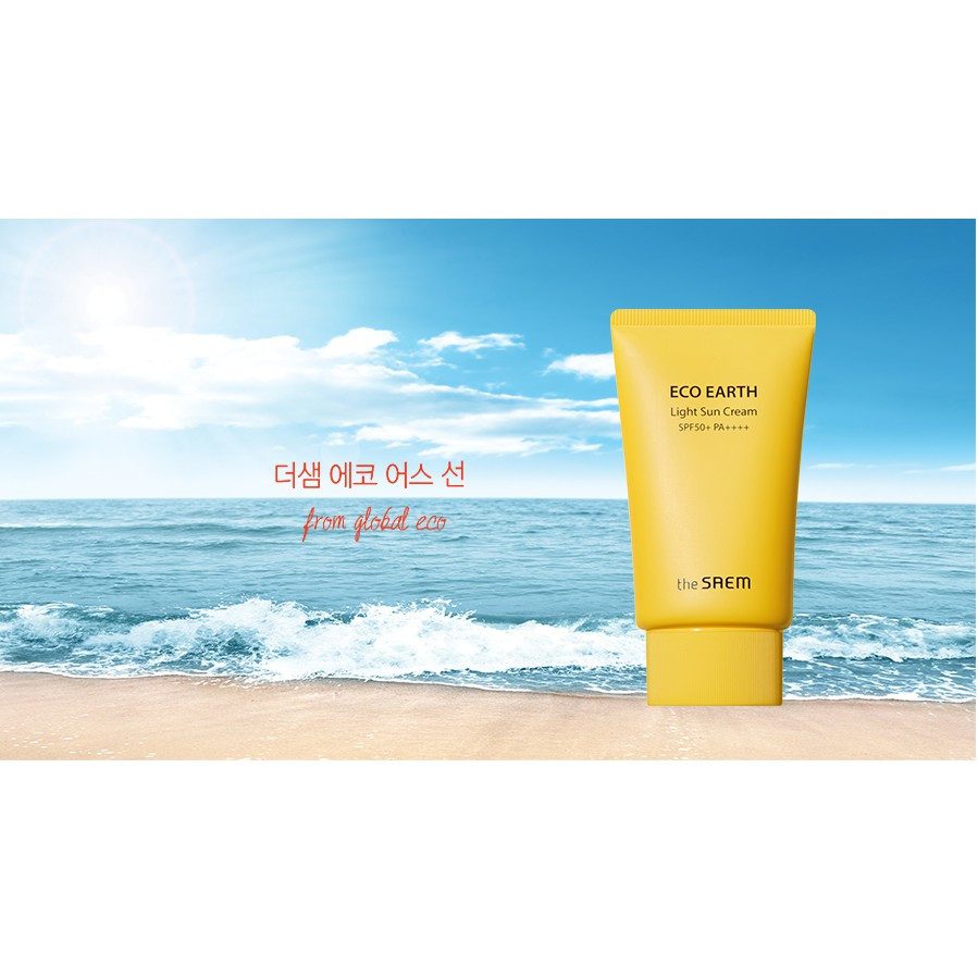 Kem chống nắng dưỡng da khô, sạm, sần sùi THE SAEM Eco Earth Light Sun Cream SPF50+ PA++++ 50g