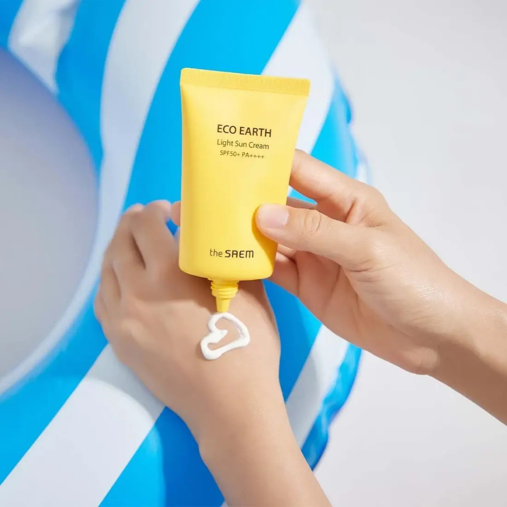 Kem chống nắng dưỡng da khô, sạm, sần sùi THE SAEM Eco Earth Light Sun Cream SPF50+ PA++++ 50g