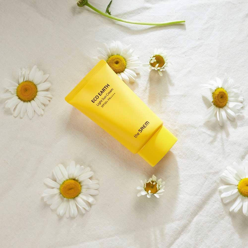 Kem chống nắng dưỡng da khô, sạm, sần sùi THE SAEM Eco Earth Light Sun Cream SPF50+ PA++++ 50g