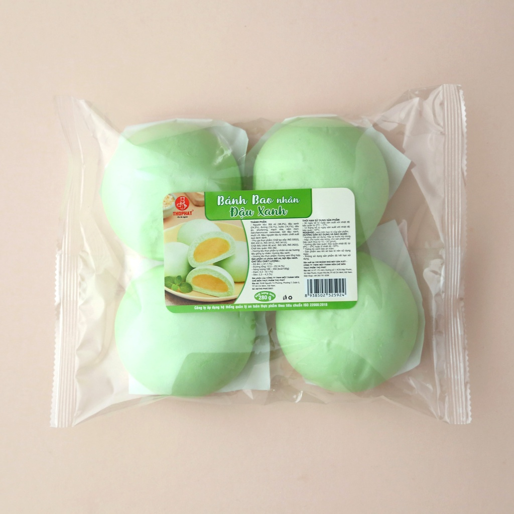 CHÍNH HÃNG Gói 4 Bánh Bao Nhân Đậu Xanh THỌ PHÁT FOOD 280g