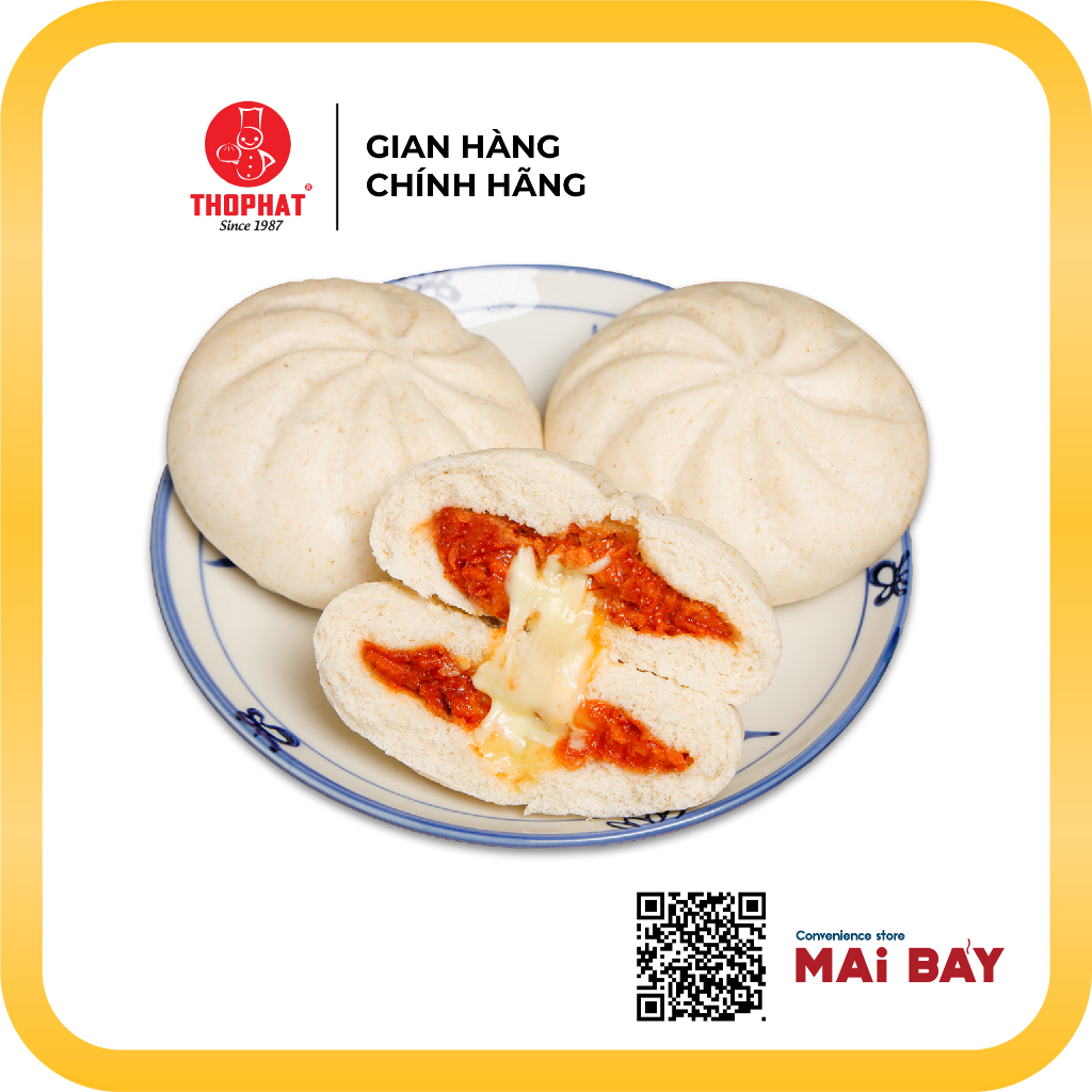 CHÍNH HÃNG Gói 4 Bánh Bao Nguyên Cám Xá Xíu Phô Mai THỌ PHÁT FOOD 480g