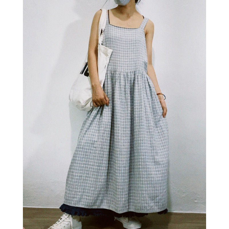 Đầm kẻ dáng dài 2hand / Instagram: maybay.2hand