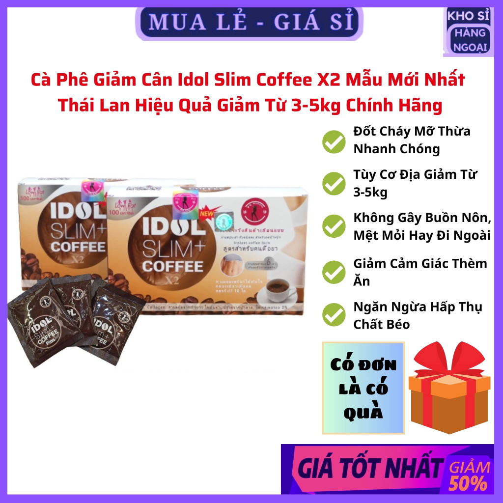 Cà Phê Giảm Cân Idol Slim Coffee Thái lan, Giảm Mạnh, Giảm 3-5kg tùy theo cơ địa (hộp 10 gói) khosihangngoai