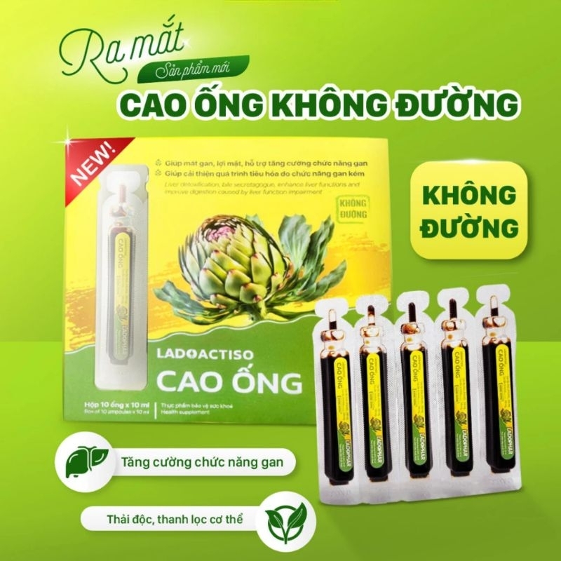 Cao Ống Actiso Không Đường Ladophar- Cao Ống ACtiso Vị ngọt tự nhiên Ladophar. hộp 10 ống.