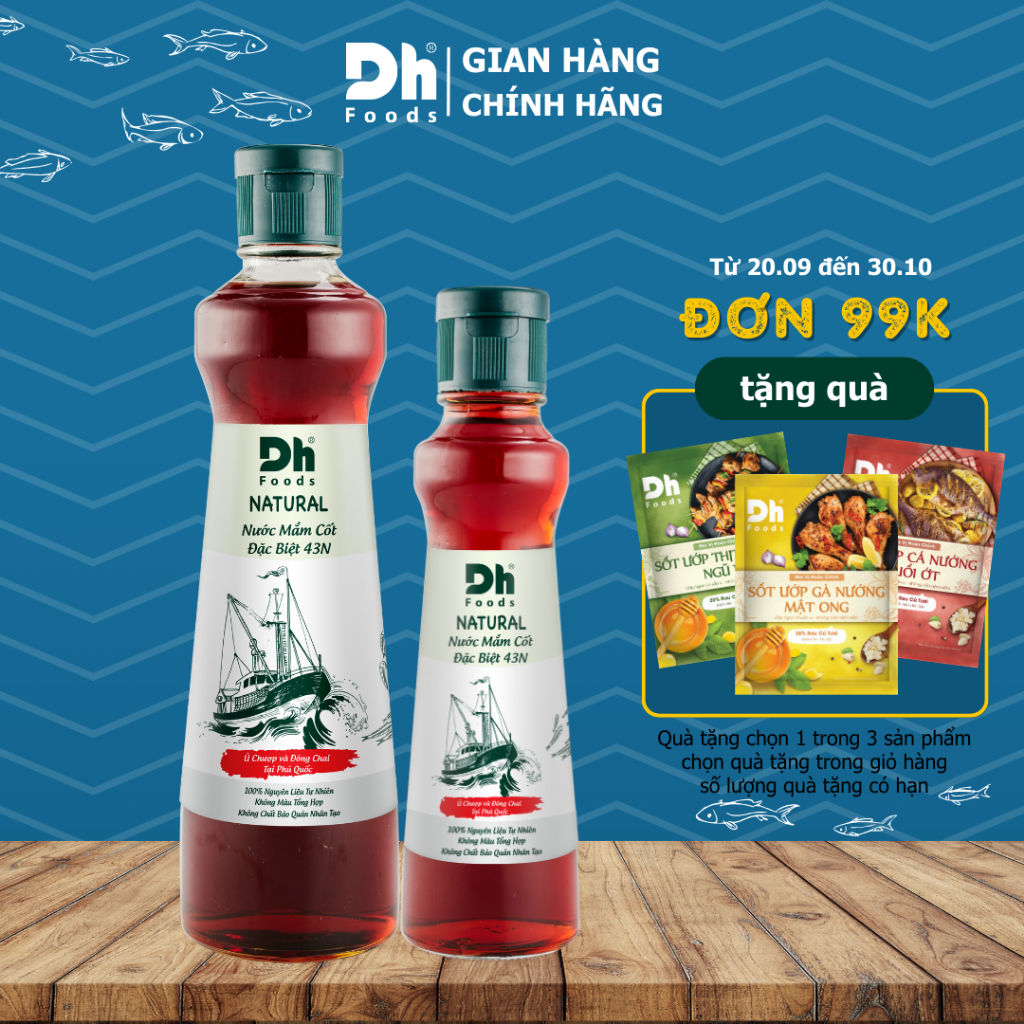 Natural nước mắm cốt đặc biệt 43N 180ml Dh Foods nước mắm cá cơm nguyên chất Phú Quốc