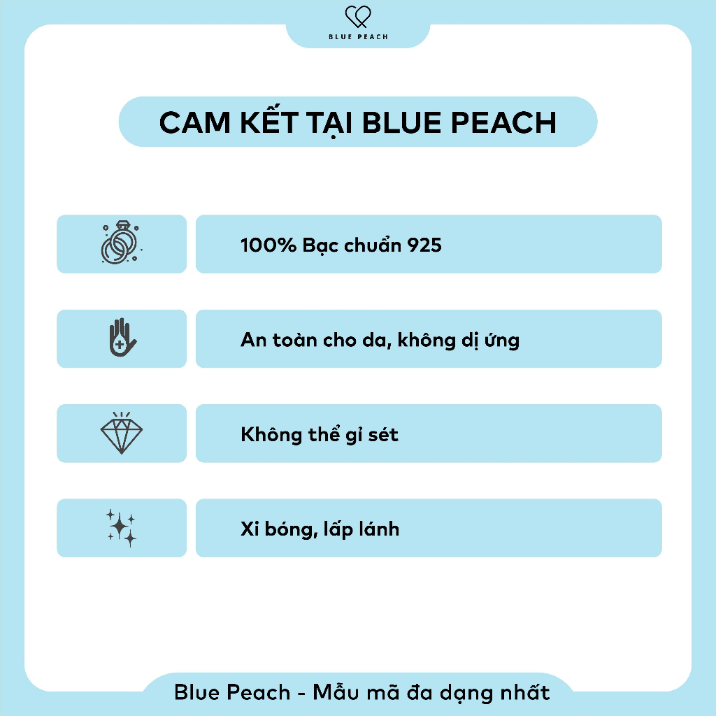 Lắc Tay Bạc 925 Blue Peach LT Blue Glitter Moon V2 LT654