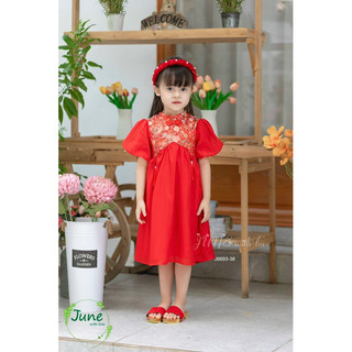 Váy sườn xám- Đỏ ZUNKIDS