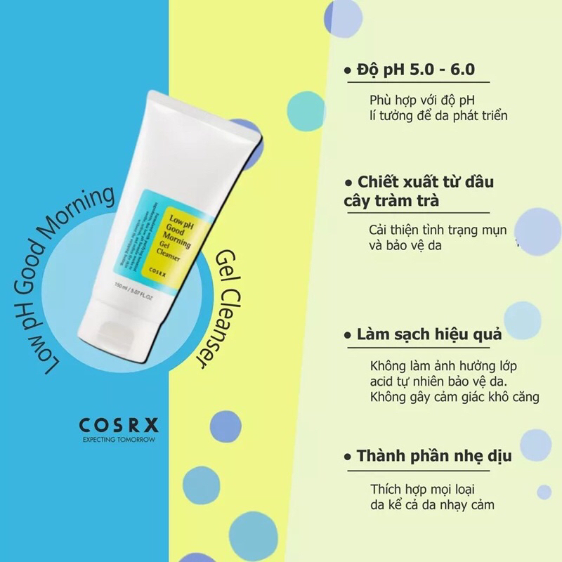 [HÀNG CTY] [150ml] Sữa rửa mặt Gel tràm trà Cosrx Low pH Good Morning Gel Cleanser