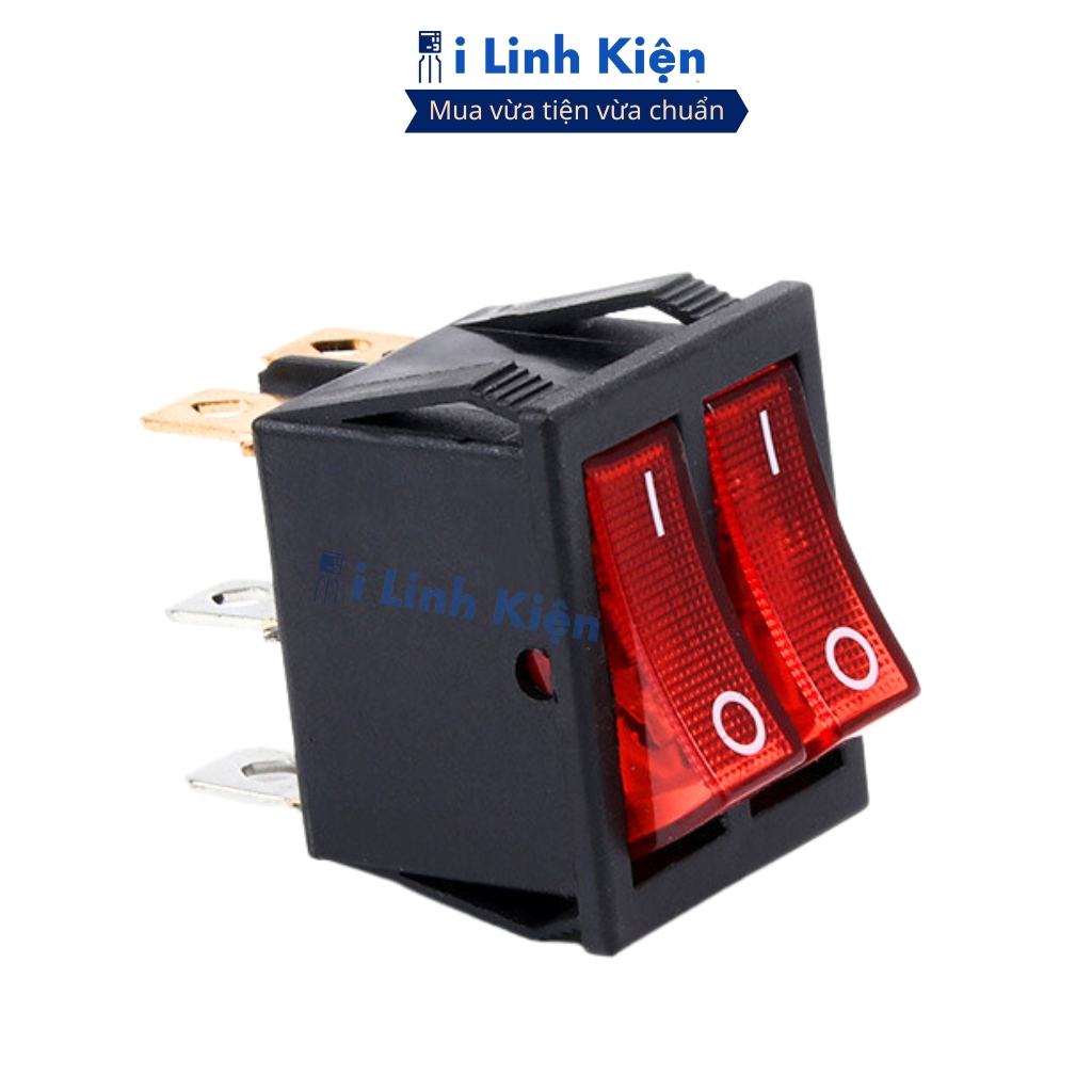 Công tắc bập bênh đôi 2 chế độ 6 chân 250V 15A KCD6-212N có đèn chính hãng ilinhkien.
