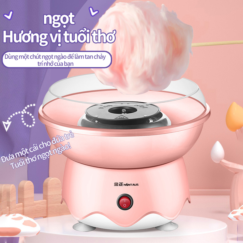 Máy làm kẹo bông mini Thiết kế tách nhiệt nhanh Tặng kèm đường, que làm kẹo bông, muỗm đường Bảo hành 12 tháng
