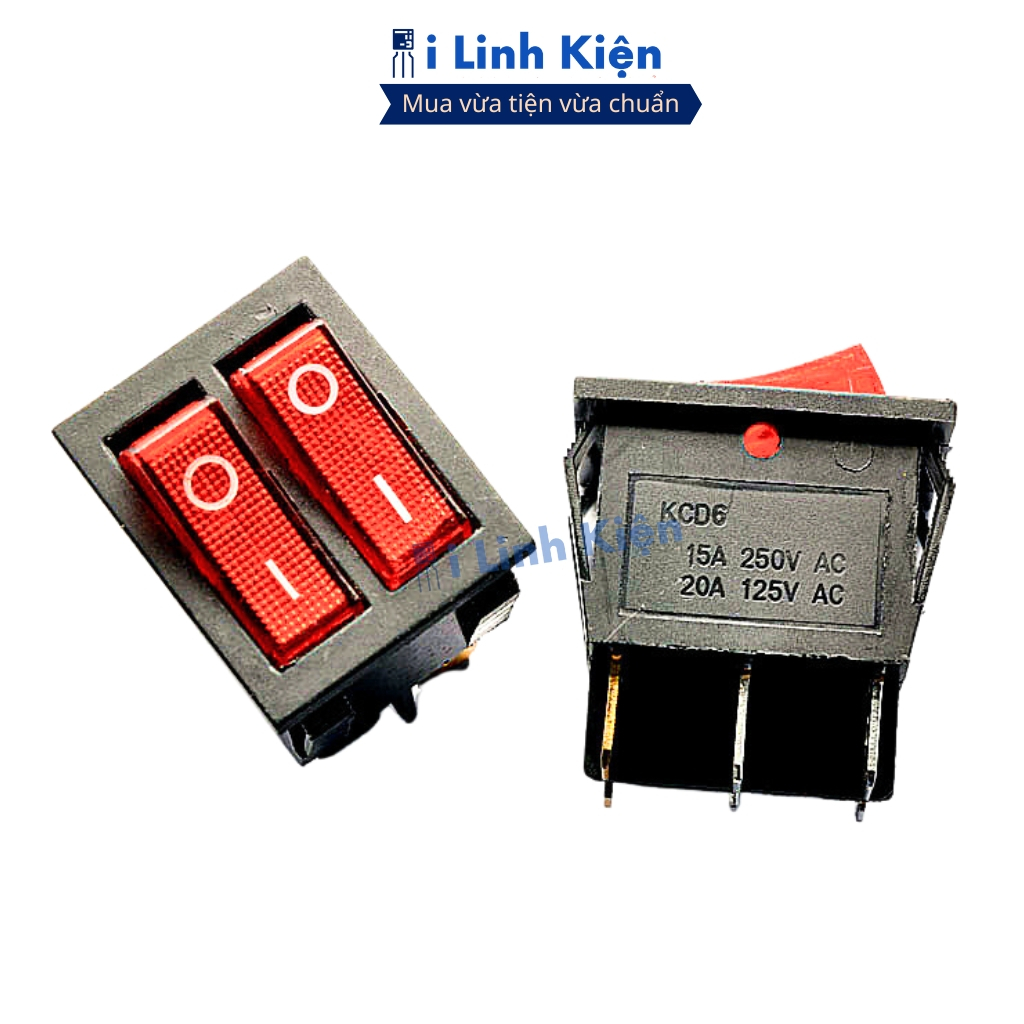 Công tắc bập bênh đôi 2 chế độ 6 chân 250V 15A KCD6-212N có đèn chính hãng ilinhkien.