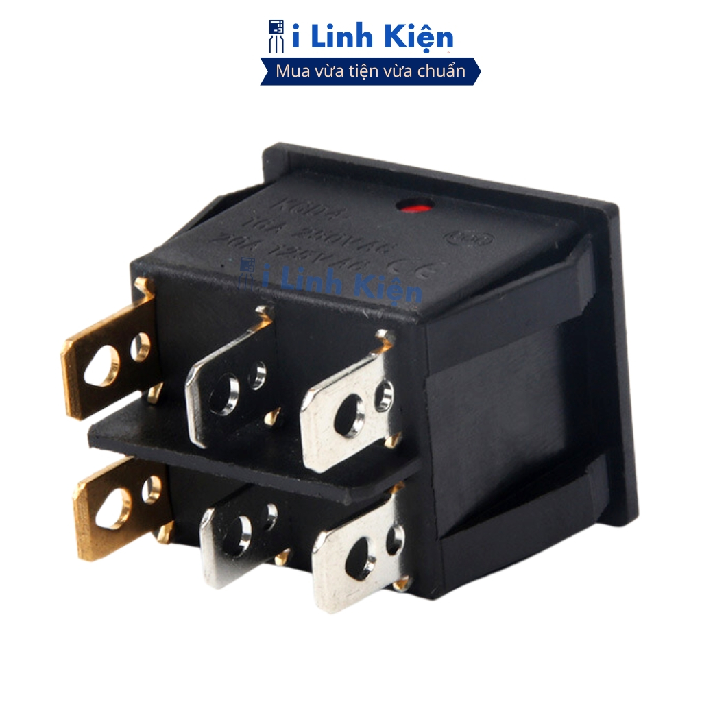 Công tắc bập bênh đôi 2 chế độ 6 chân 250V 15A KCD6-212N có đèn chính hãng ilinhkien.