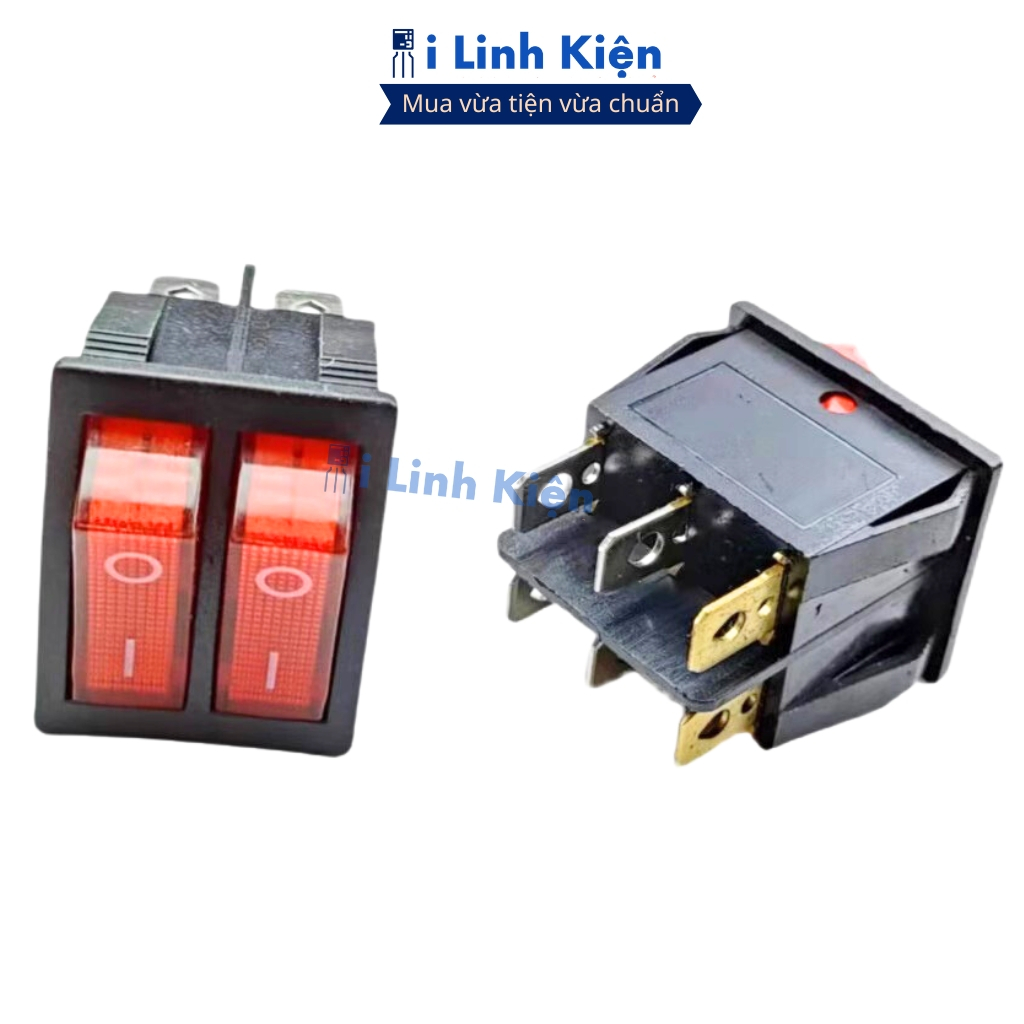 Công tắc bập bênh đôi 2 chế độ 6 chân 250V 15A KCD6-212N có đèn chính hãng ilinhkien.
