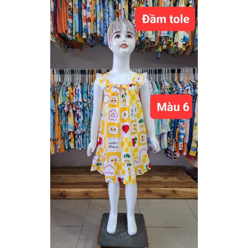 Đầm tole lanh trẻ em dễ thương thoáng khí thoải mái dành cho bé gái