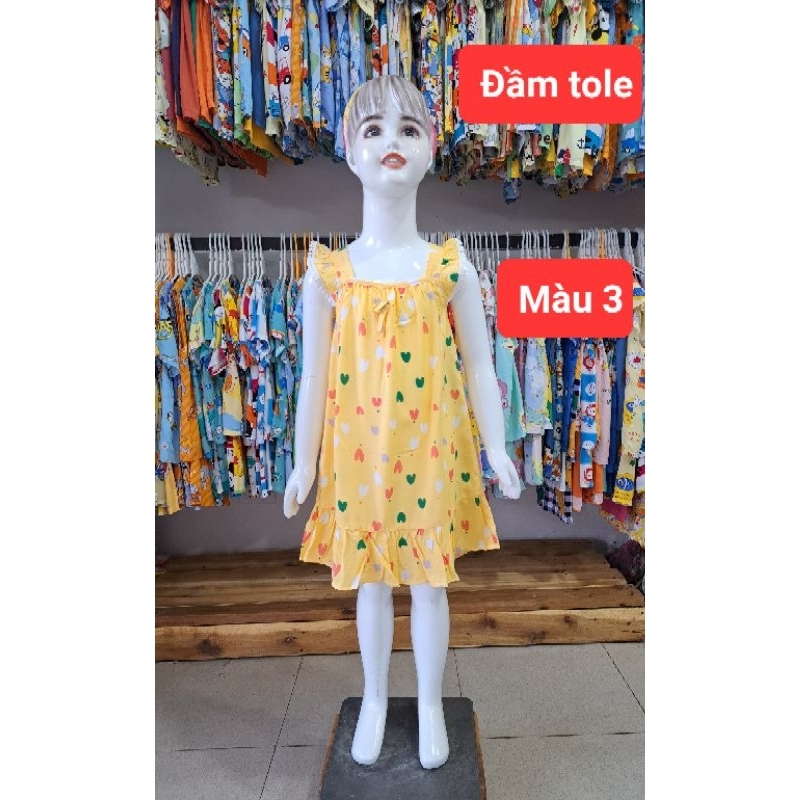 Đầm tole lanh trẻ em dễ thương thoáng khí thoải mái dành cho bé gái