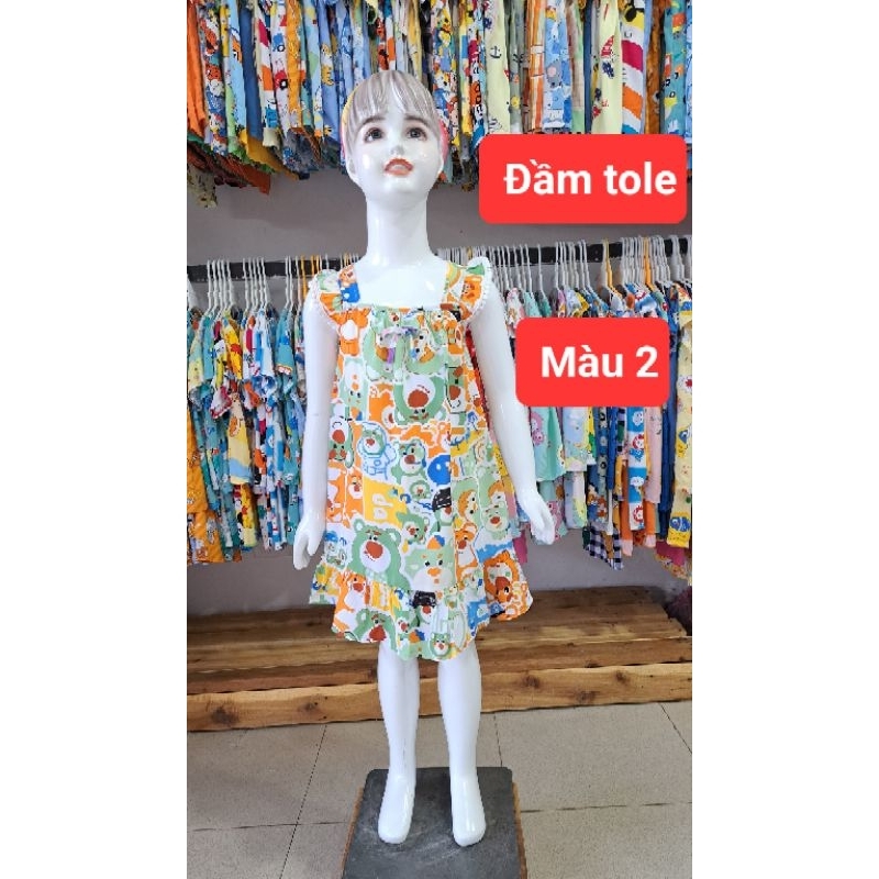 Đầm tole lanh trẻ em dễ thương thoáng khí thoải mái dành cho bé gái