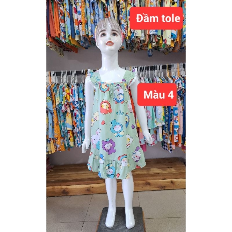Đầm tole lanh trẻ em dễ thương thoáng khí thoải mái dành cho bé gái