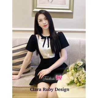 (Sẵn hàng) Váy đen phối ren nơ cổ Helen (có size XS-XXL)- Thiết kế Clara Ruby