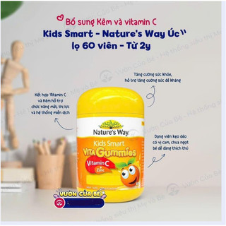 Kẹo gum vitamin c và kẽm của úc - vita gummies vitamin c + zinc nature way 60 viên