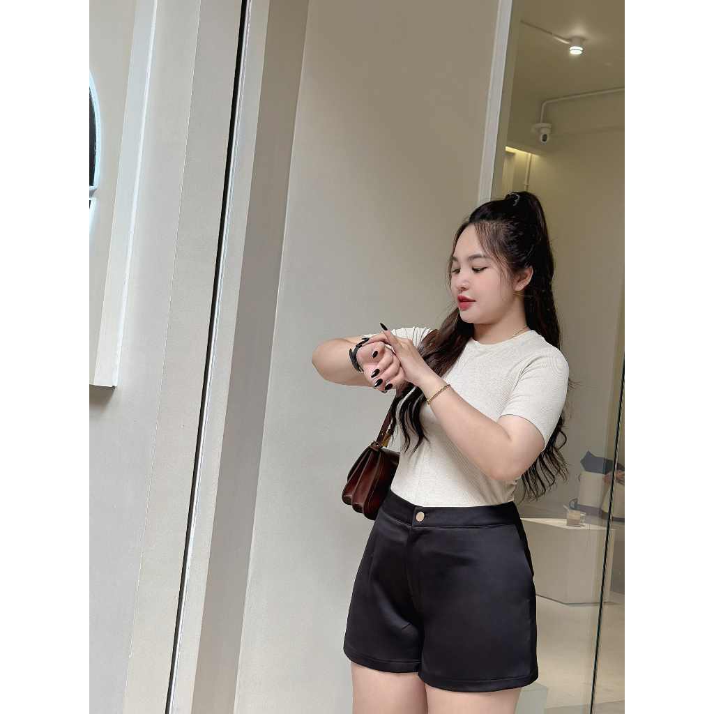 Áo thun trơn body 34AT012 34 BIGSIZE, áo thun nữ dáng ôm đơn giản, áo bigize chất thun cát co giãn thoải mái