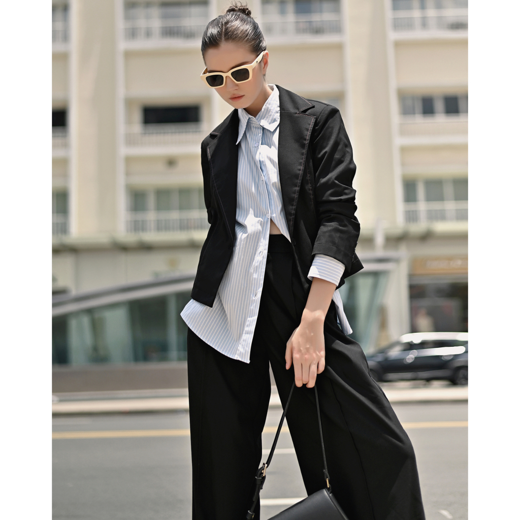 Áo Blazer tay dài dáng croptop KHÂU BY CQ Claude Cropped