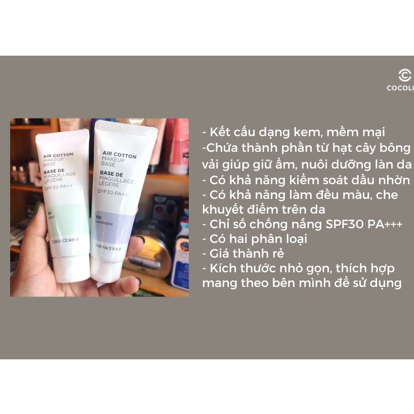Kem Lót The Face Shop Air Cotton Makeup Base 40ml