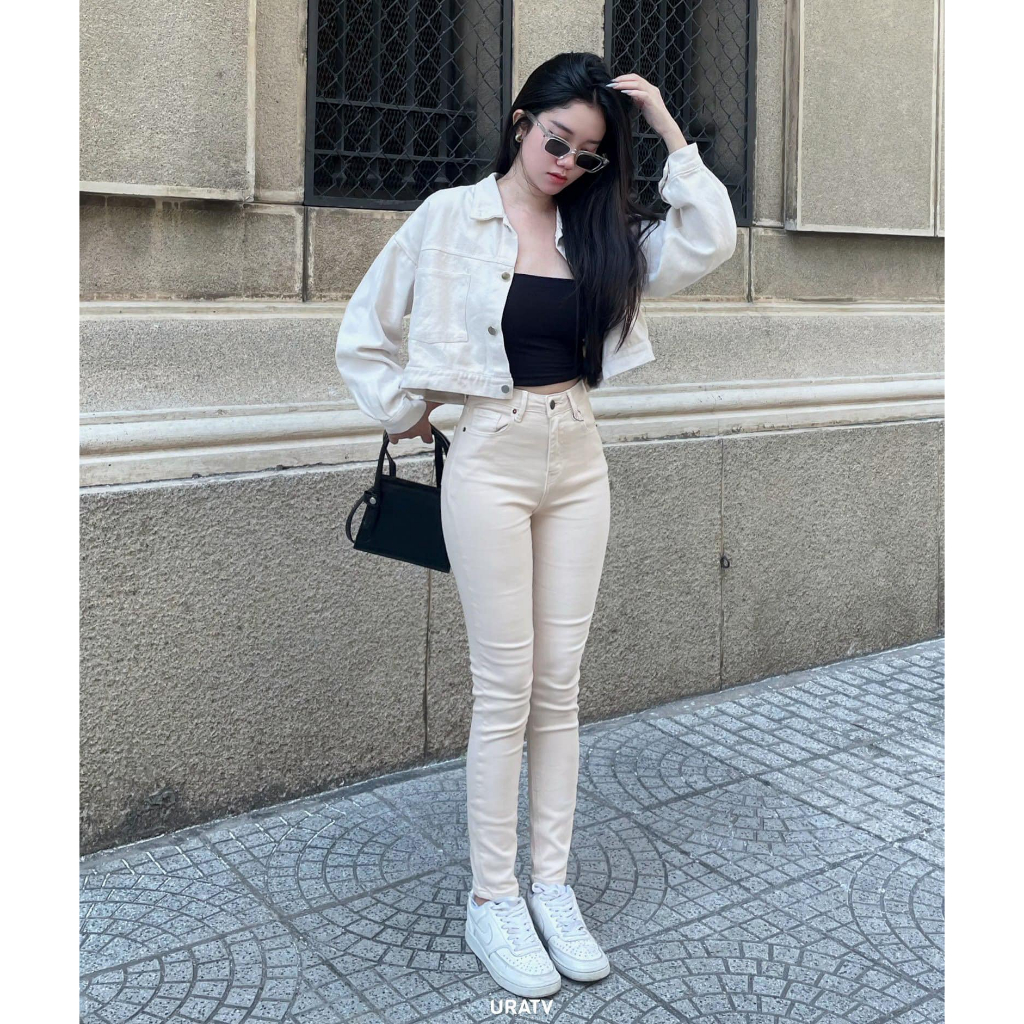 Quần jeans skinny lưng cao 5 màu dài 93cm