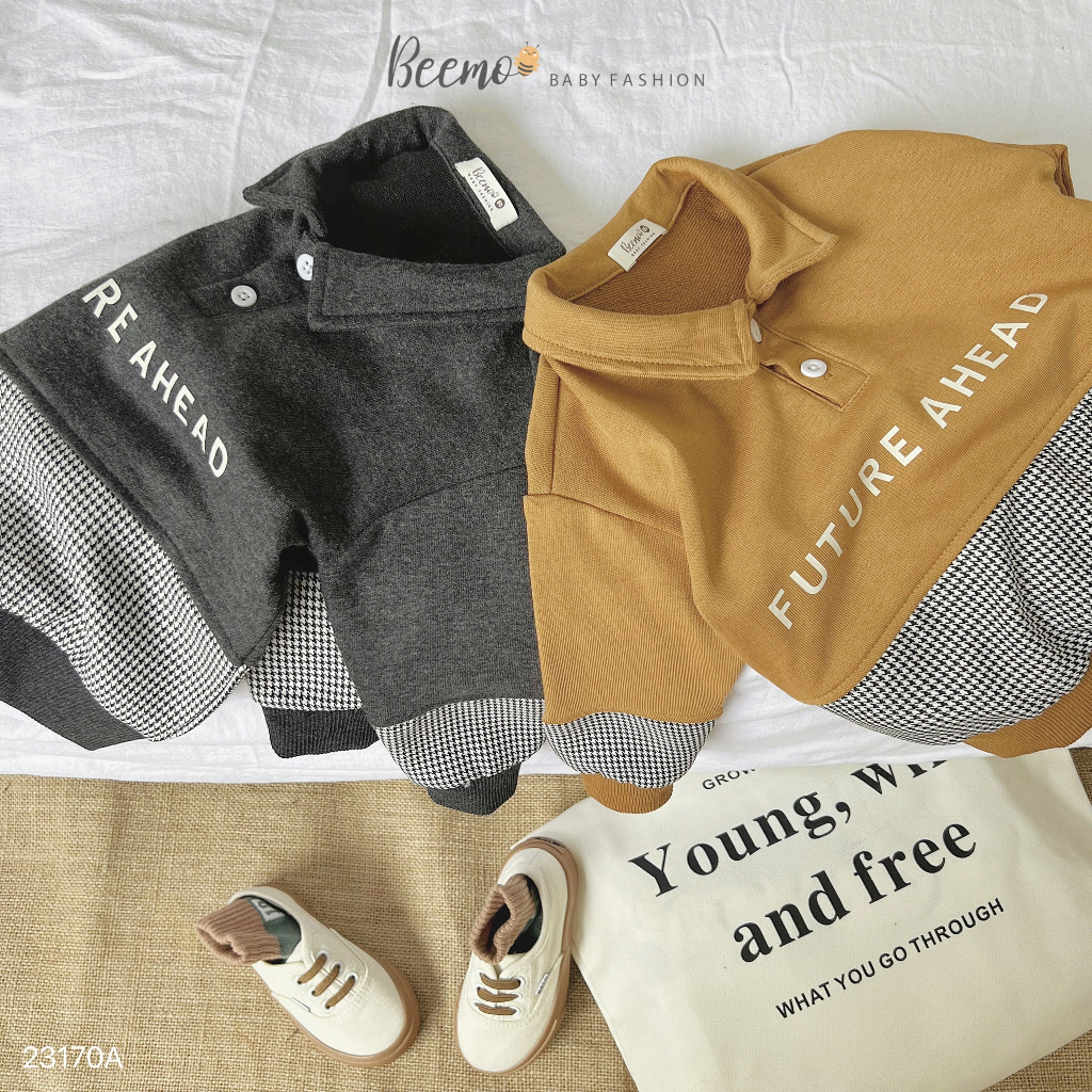 Áo polo dài tay nỉ da cá phối thân Beemo