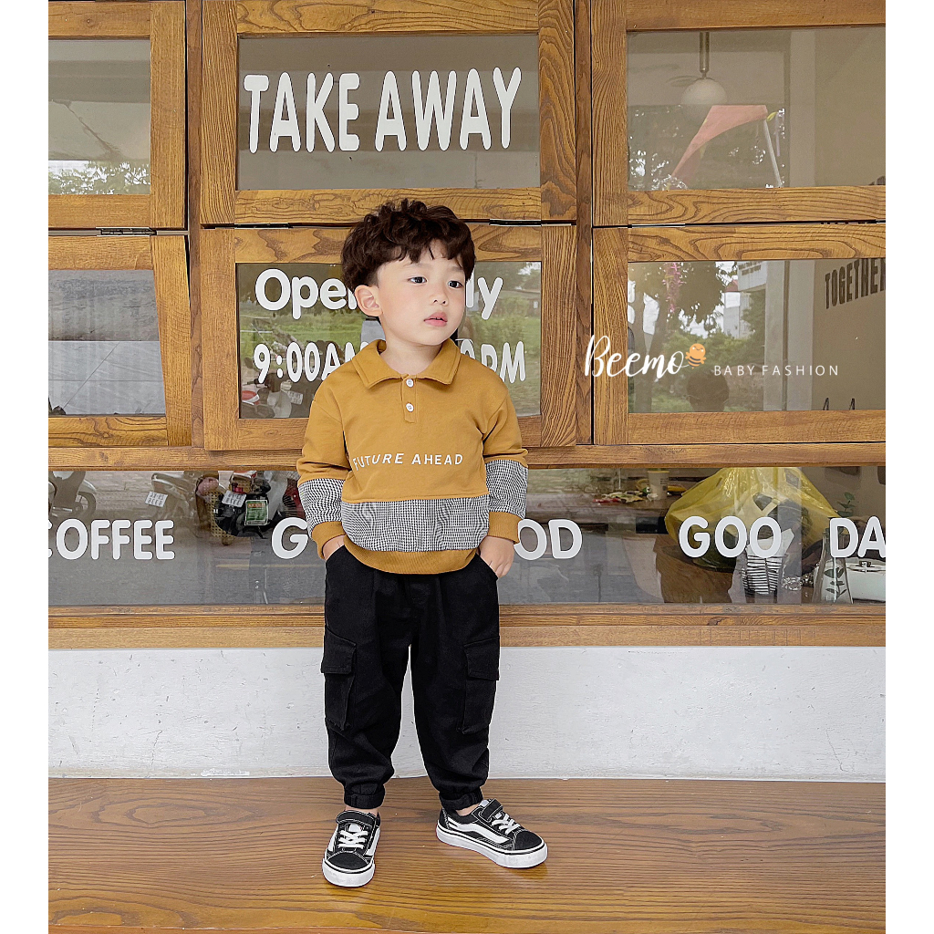 Áo polo dài tay nỉ da cá phối thân Beemo