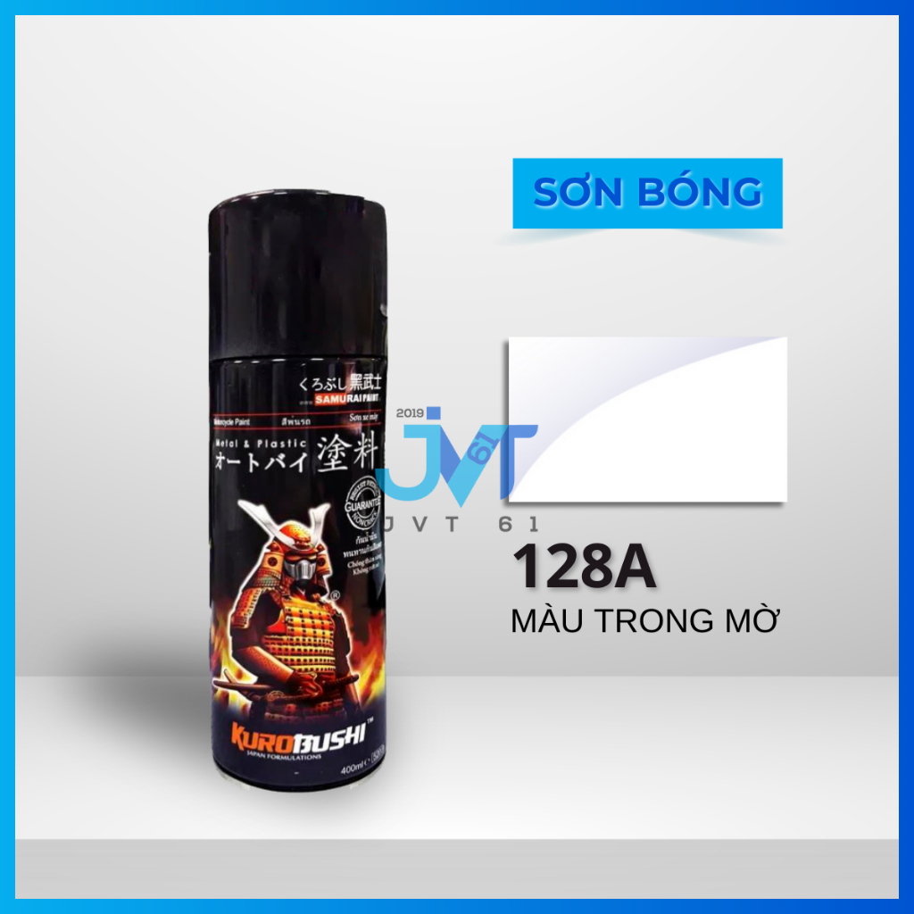 Sơn xịt phủ bóng Samurai 128A màu trong mờ - Sơn xịt xe máy, ô tô giá rẻ độ bền cao