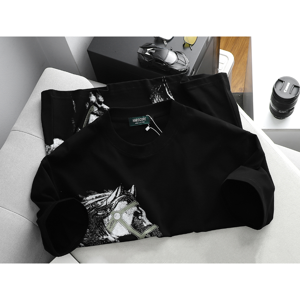 Big size - Áo thun unisex thời trang form big size in hình ngựa 2 thân <130kg